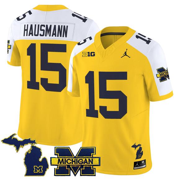 Men's Michigan Wolverines #15 Ernest Hausmann Maize Alternate F.U.S.E. 2025 Vapor Limited Stitched Football Jersey